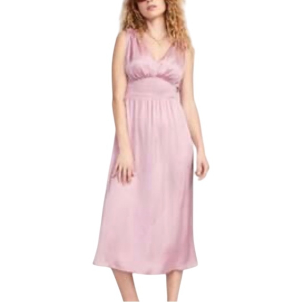 Old Navy NWT Silky Satin Halter Midi Dress Pale Pink Feminine Romantic Sz L